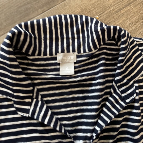 CHICO’S Linen striped Henley tee 🤍 - Picture 12 of 16